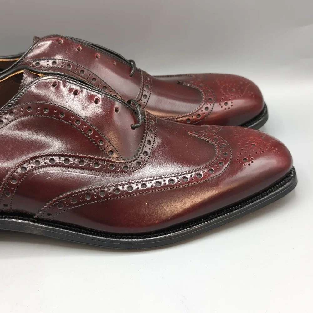 NIB Johnston & Murphy Made in USA Burgundy Wingtip Dress Shoes 10.5 C Vintage
